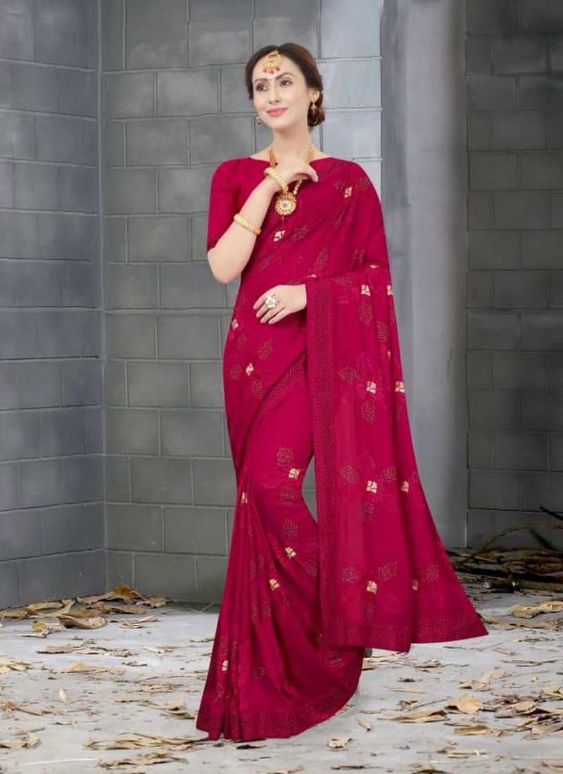 NARI SHEHNAZ Latest Designer Fancy Wedding Wear Vichitra Bloming Silk Heavy Resham And jari Embroidery Work With Siroski Hot Fix Stone Work Saree Collection